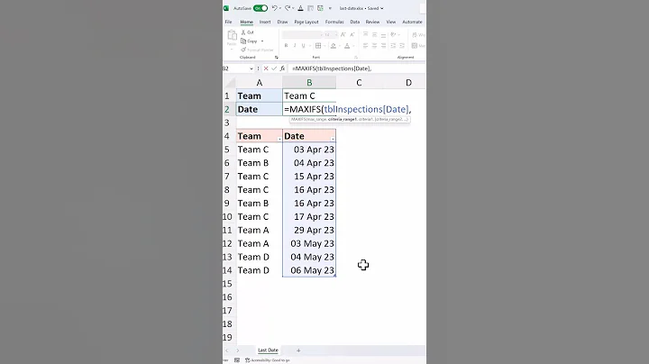 Find LAST Date Based on Criteria | Excel MAXIFS Function
