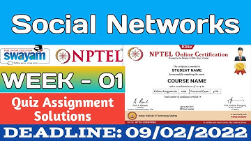 Social Networks | NPTEL | Week1 | Assignment 1 Solution | Jan 2022