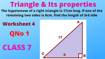 The hypotenuse of a right triangle is 17cm long.  if one of the remaining two sides is 8cm, find the