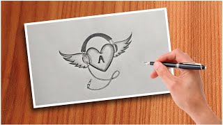 A beautiful Idea of A letter in flying heart pencil drawing || art video