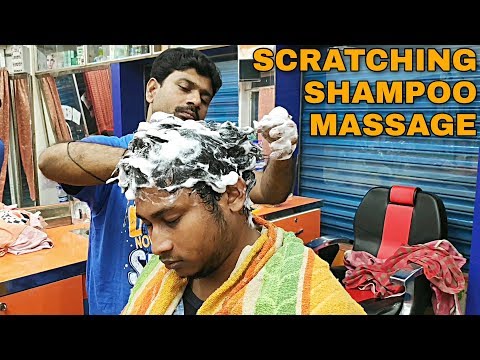 Super relaxing shampoo massage by Indian barber | Scratching sounds | Neck cracking