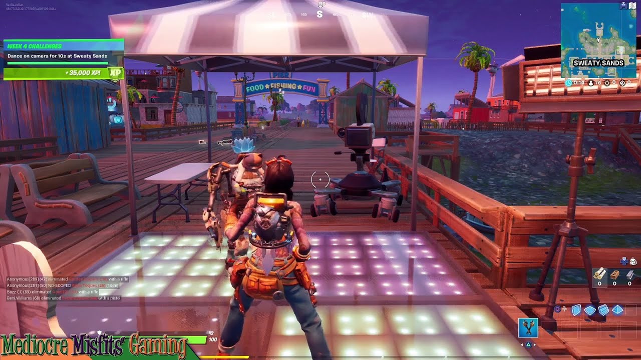 Dance on camera for 10 seconds at Sweaty Sands Location Week 4