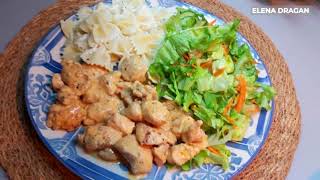 Recipe for a DELICIOUS dinner in 20 minutes! Chicken fillet + pasta + salad.