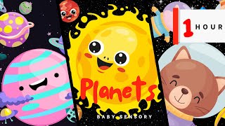 Flying Planets Colorful Rockets Sensory Video: Space Adventure for Babies - High Contrast Video 1 Hr