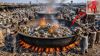 From Waste Plastic Bags to Strong Plastic Chairs | Amazing Recycling Factory Process 