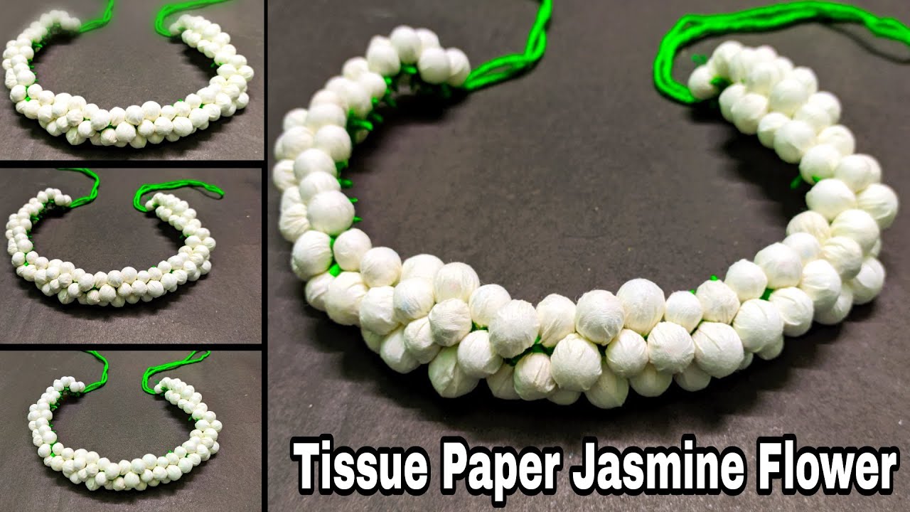 Tissue Paper Jasmine (Bel) Flowers Garland Tissue Paper Jasmine gajra