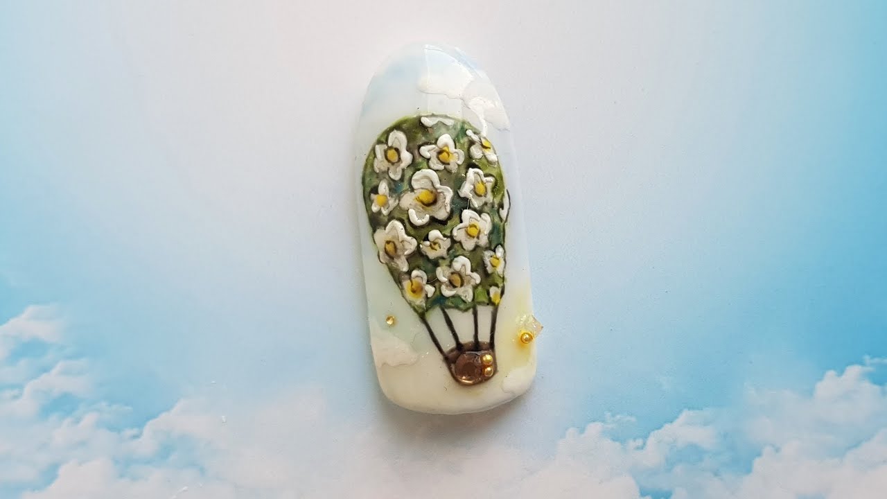 Floral Hot Air Balloon Nail Design / Summer Nails / Cute Nail Design