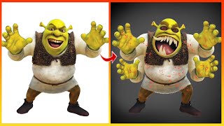 Shrek Glow Up Horror Style - Scary Cartoon Art