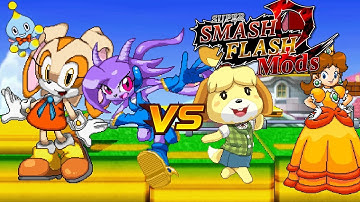SSF2 09b mod fights-Cream Vs. Lilac Vs.Isabelle Vs. Daisy