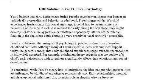GDB Solution PSY401 Clinical Psychology