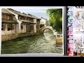 Watercolor Landscape Painting : Zhouzhuang Water Town