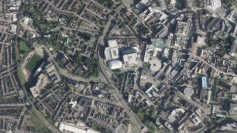 Zoom in from space and focus on United Kingdom Coventry. 3D Animation. Background for travel intro.