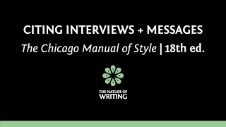 Famous Citing Interviews and Messages | Chicago Manual of Style | 18th ed. Profile