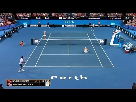 Bencic Federer Vs Vandeweghe Sock Hopman Cup 2018 (Funny moments)