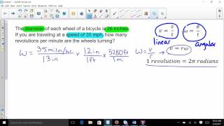 converting linear speed to revolutions per min
