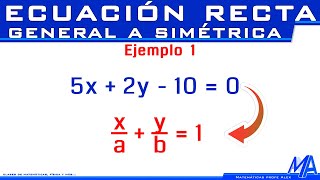 Converting from the general equation to the symmetric or intercept form of a line | Example 1