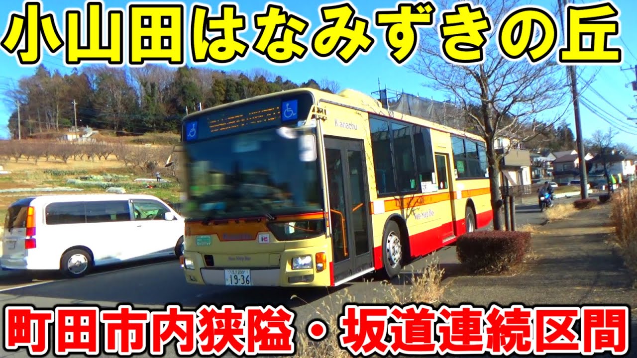 町田市内の多摩丘陵をバックにした住宅街から狭隘区間を運行する神奈中バス【淵21系統小山田はなみずきの丘〜淵野辺駅】