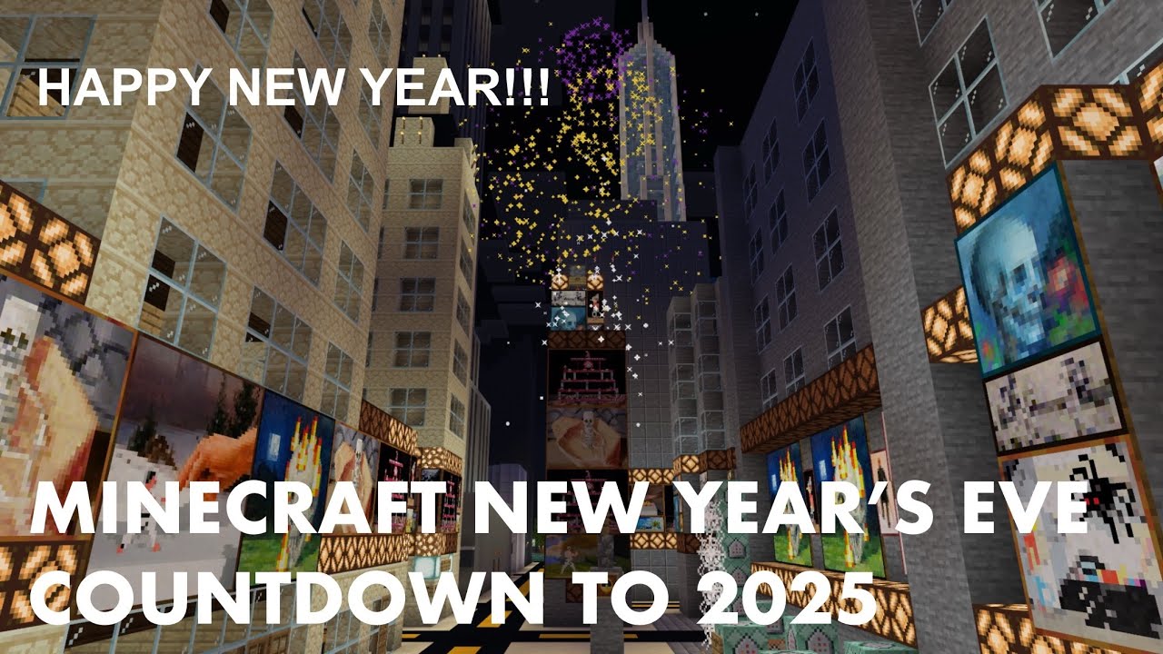 Happy New Year 2025! Minecraft New York Times Square New Year's Eve ...