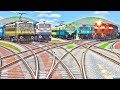 ALL TRAINS RUNNING AT HIGH SPEED ON BUMPY RAILROAD CROSSING -:- BeamNG.Drive -:- Train simulator