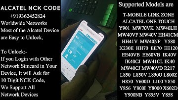 Alcatel NCK Code Worldwide Networks Unlocking