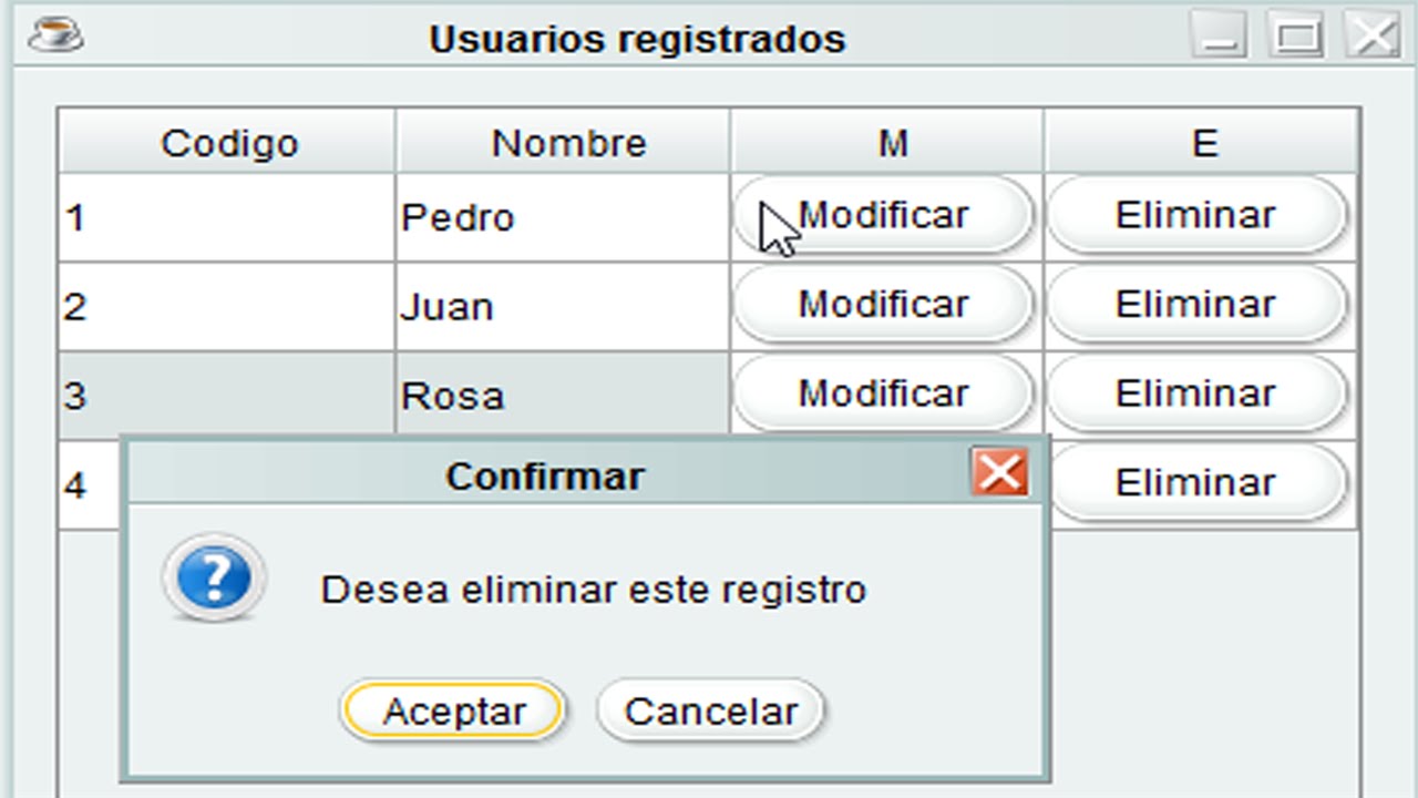 Boton Modificar Y Eliminar En Jtable Java