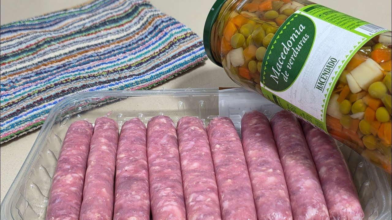 SIN GANAS DE COCINAR❓️Salchichas al ajillo 🧄 con verduras de bote 🫙// BEATRIZ COCINA 