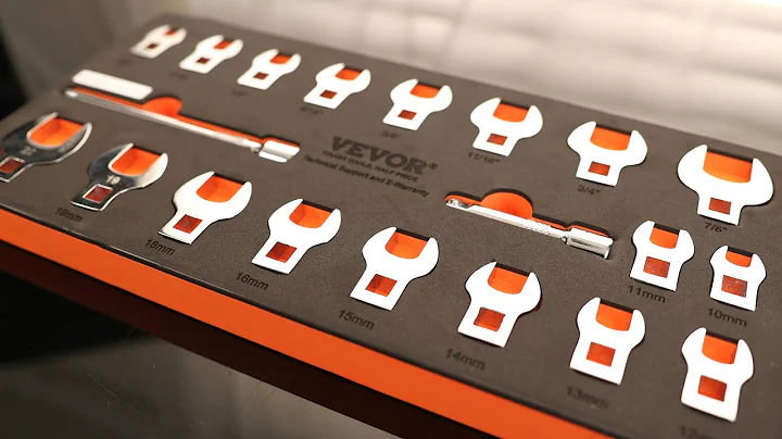 VEVOR Crowfoot Wrench Set, 3/8" Drive 20-Piece Crows Foot Wrench Set with 2 Extension Bars and EVA