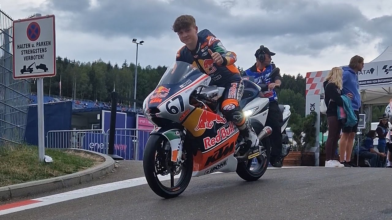 Red Bull Rookies Cup Riders driving from the tent to the pit lane (Red Bull Ring 2022)