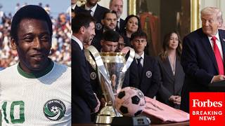Trumpstanding Next To Messiasks Inter Miami Teammates, Audience If He Is Better Than Pelé