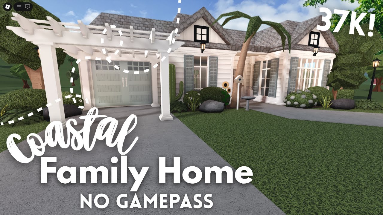 37k! no gamepass cozy coastal family home 🪸 bloxburg exterior tutorial ...
