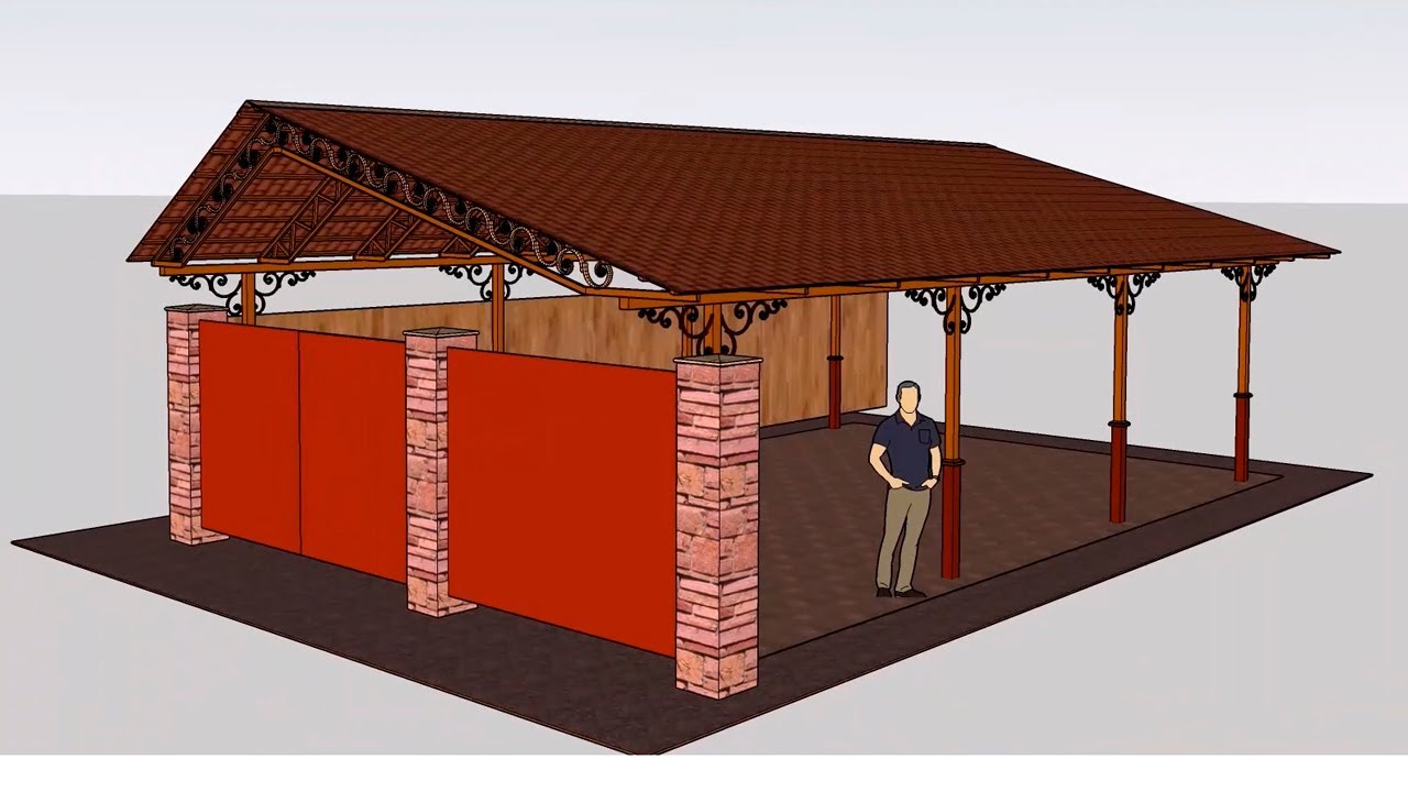 Проект двускатного навеса с размерами - YouTube