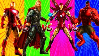 AMAZING ! SUPERHERO COLORFUL DANCE CHALLENGE Iron Man vs Thor vs Iron Man Mark 50 vs Red Hulk