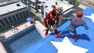 GTA 5 SPIDERMAN vs IRON MAN | Water Ragdolls Fails/Jumps vol.2 (Euphoria Physics Funny Moments)