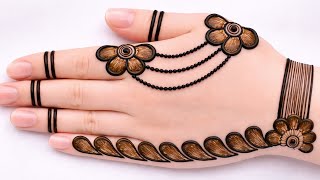 Very simple unique style mehndi design for back hand|new easy mehndi design 2026 | mehandi designs screenshot 3