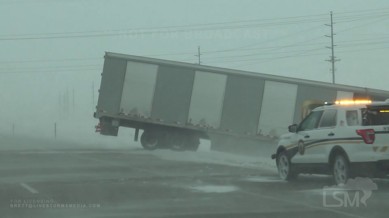 01-17-2020 Fargo, ND - Blizzard Conditions I94 - Semi JackKnifed ...