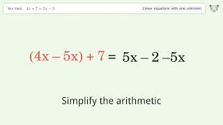 Solve 4x+7=5x-2: Linear Equation Video Solution | Tiger Algebra