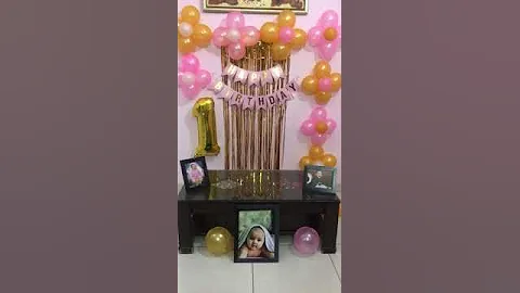 simple birthday decoration ideas at home🎈💞#girl baby first birthday🎊🎉#shorts