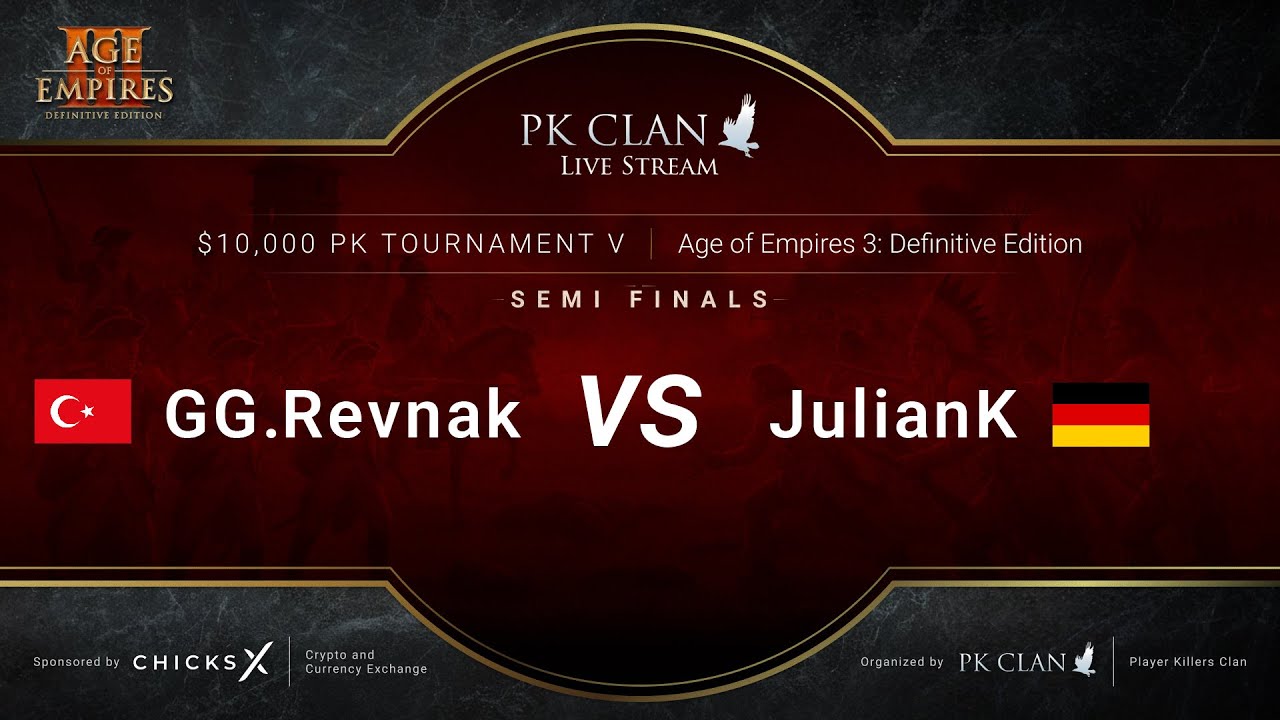 PK Tournament V | $10,000 — Semi Finals: GG.Revnak vs. JulianK | Age of Empires 3: DE
