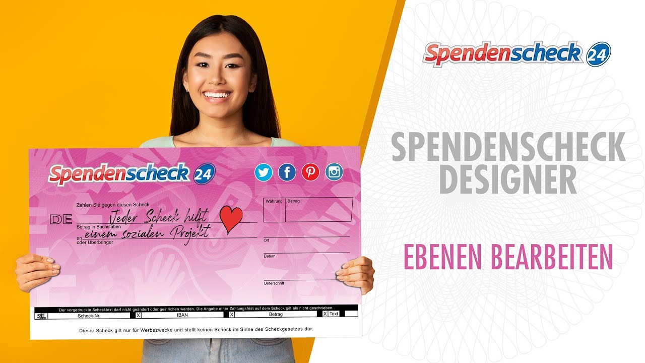Spendenscheck Designer - Ebenen bearbeiten