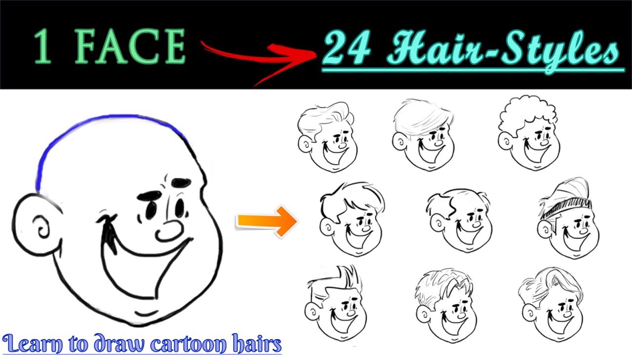 How To Draw Hairs Of Cartoons Male Learn To Draw 24 Hairstyles For Your Cartoon Character