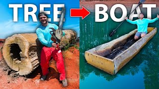 100 Year Old TREE to BOAT Build Finished!! (water testing)