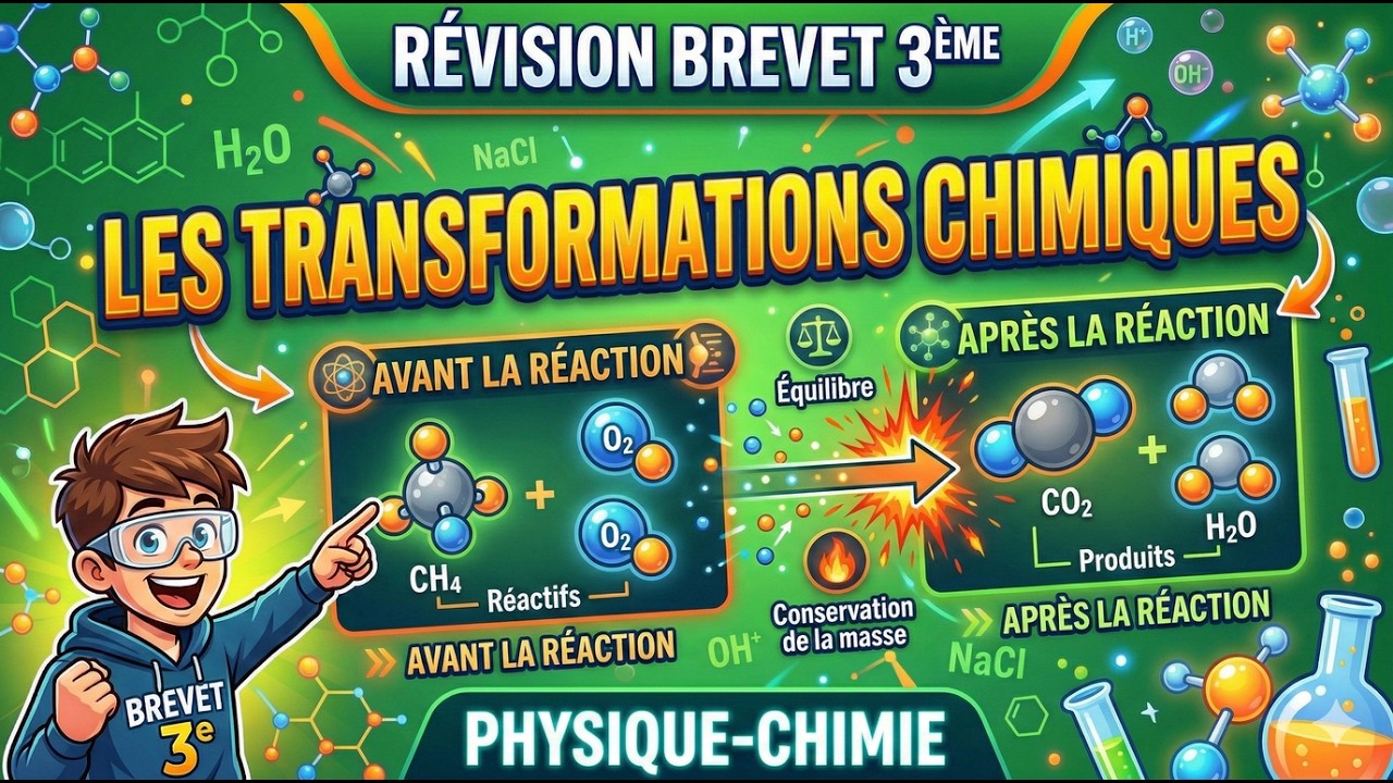Cours 3ème | Brevet – Réactions et transformations chimiques