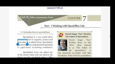 11 th Comp Application ch 7 part I Working With OpenOffice Calc part 1
