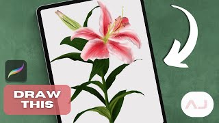 Procreate Drawing for Beginners | Realistic Flower iPad illustration - Digital Art Tutorial