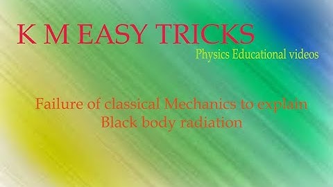 Failure of Classical Mechanics to explain Black body Radiation B.Sc., 5th sem.