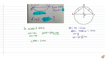 In a circle of radius 5 cm, AB and Ac are two chords of 6cm each. Find the length of the chord ...