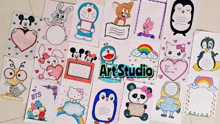 Cartoon Project Designs🐼🦄/Border Design on Paper/Assignment Front Page Designs for School Projects