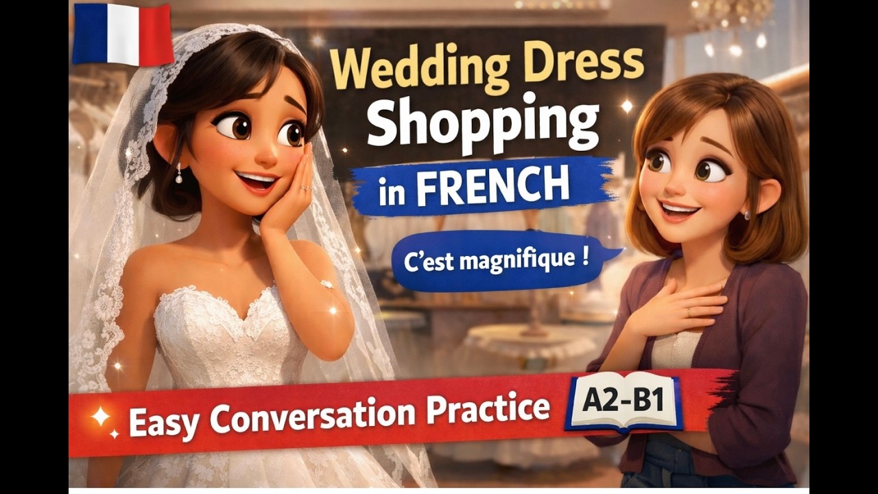 Wedding Dress Shopping in French | Easy Conversation Practice (A2–B1)