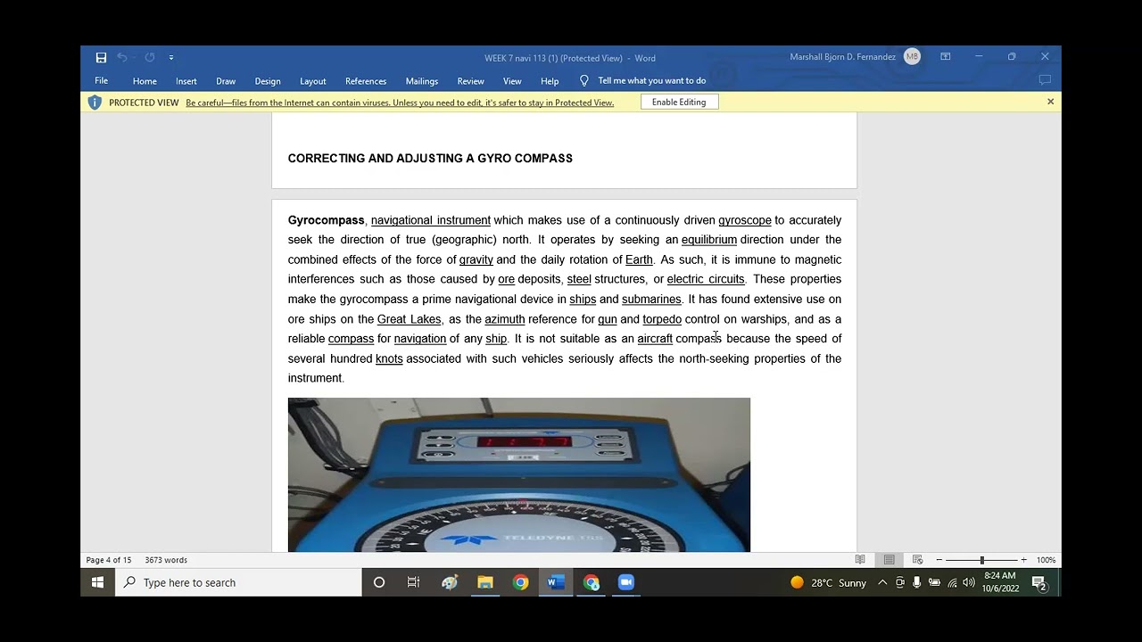 Adjustment and Corrections for Magnetic Compass and Gyro Compass ...