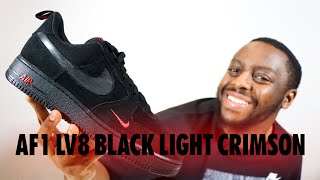 Air Force 1 LV8 Black Light Crimson On Foot Sneaker Review